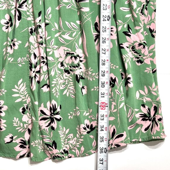 Torrid Smocked Floral Rayon Midi Dress 1X Ruffle Straps Green Cottagecore Easter - Picture 12 of 16